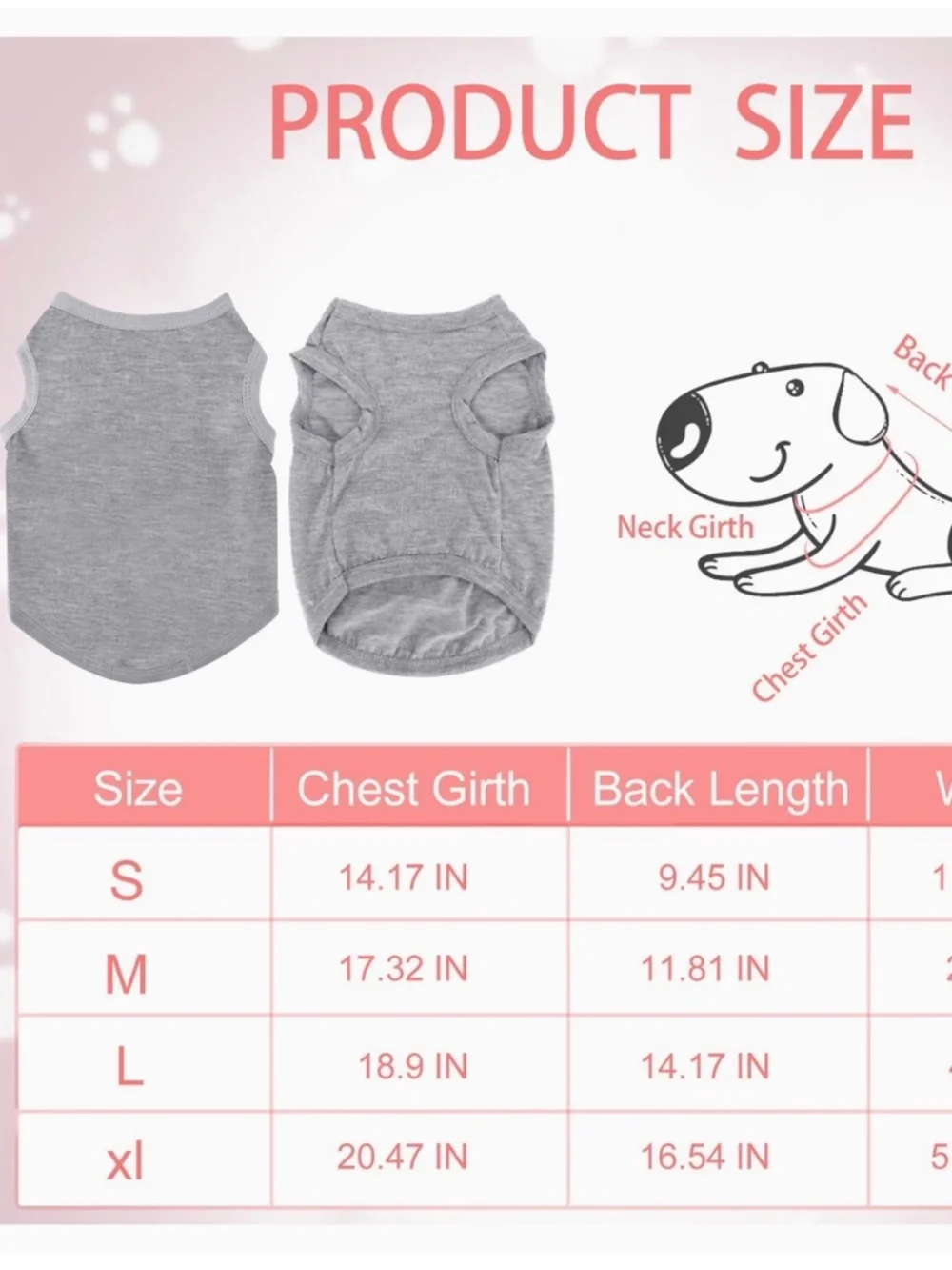 XL Blank Dog Shirts